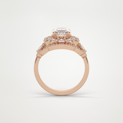 Oval Halo & Cluster Moissanite Engagement Ring – 1.91 CT Lab-Created Brilliance in 10K/14K/18K Gold