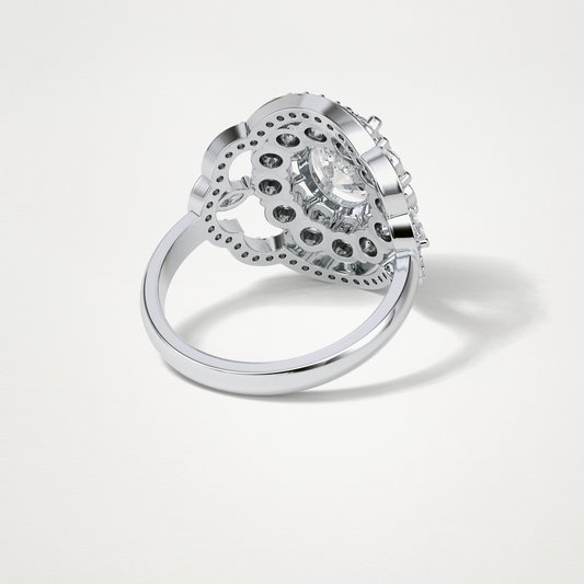 Oval Halo & Cluster Moissanite Engagement Ring – 1.91 CT Lab-Created Brilliance in 10K/14K/18K Gold