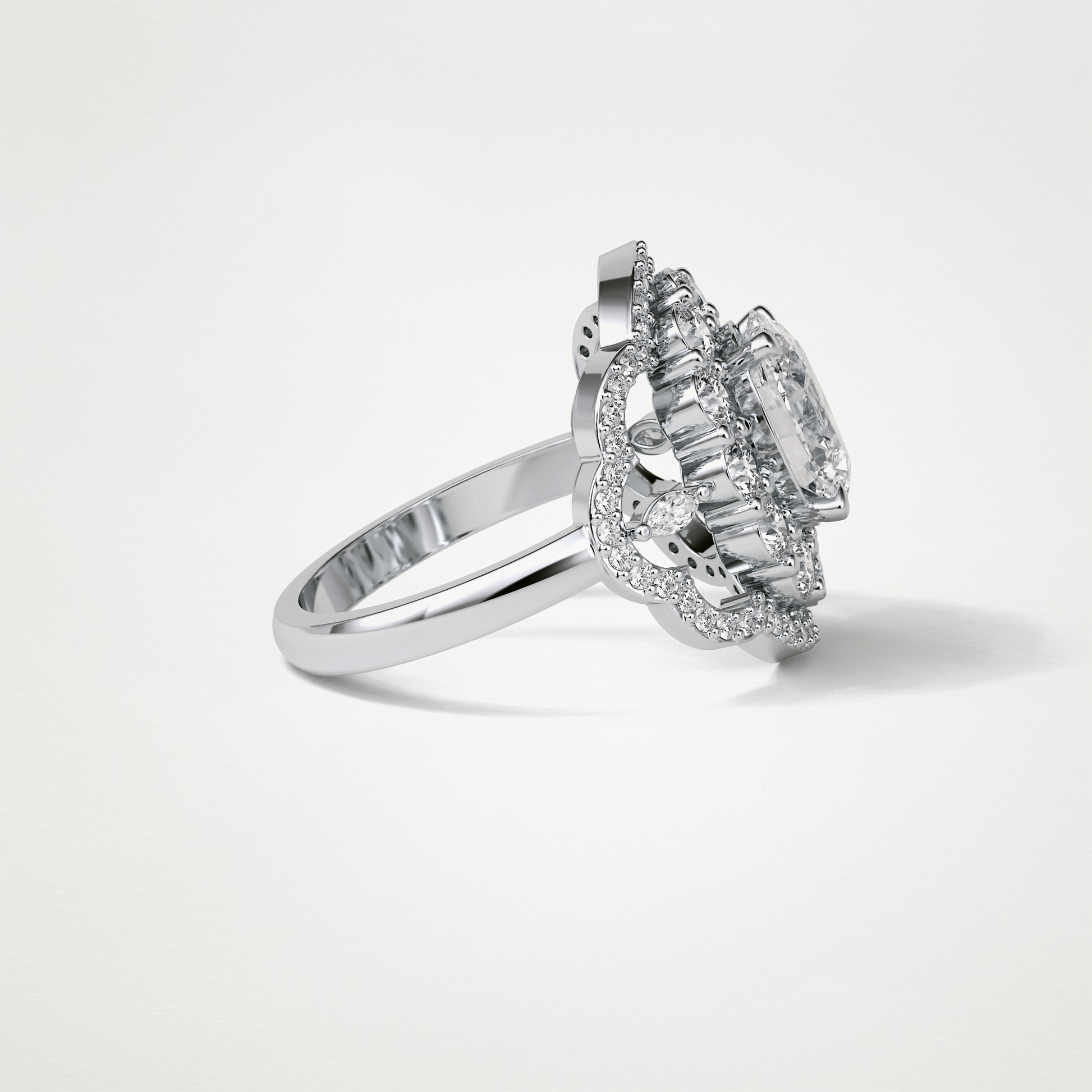 Oval Halo & Cluster Moissanite Engagement Ring – 1.91 CT Lab-Created Brilliance in 10K/14K/18K Gold