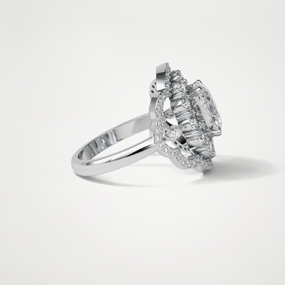 Oval Halo & Cluster Moissanite Engagement Ring – 1.91 CT Lab-Created Brilliance in 10K/14K/18K Gold