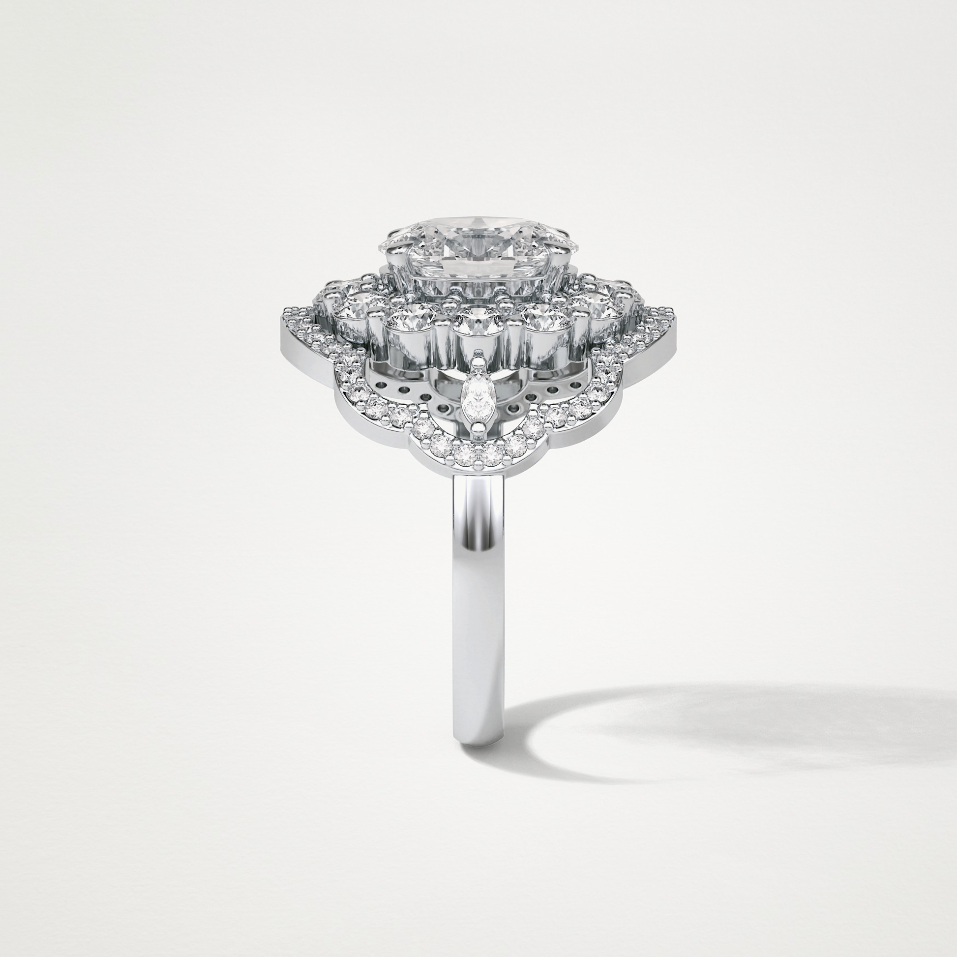 Oval Halo & Cluster Moissanite Engagement Ring – 1.91 CT Lab-Created Brilliance in 10K/14K/18K Gold