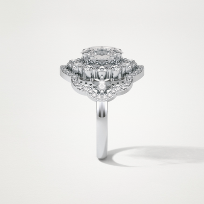 Oval Halo & Cluster Moissanite Engagement Ring – 1.91 CT Lab-Created Brilliance in 10K/14K/18K Gold