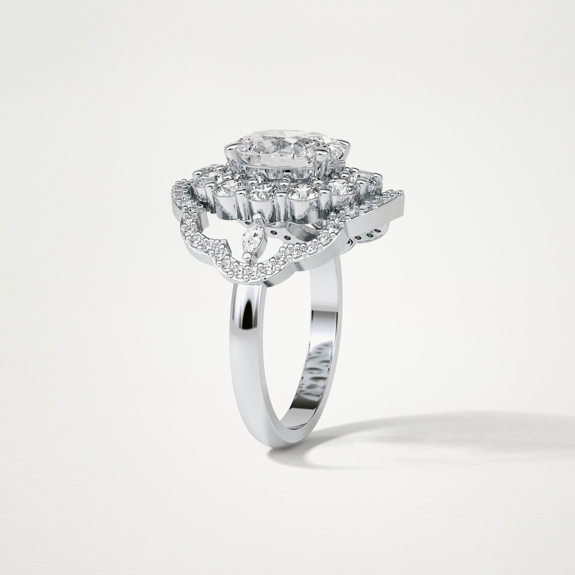 Oval Halo & Cluster Moissanite Engagement Ring – 1.91 CT Lab-Created Brilliance in 10K/14K/18K Gold
