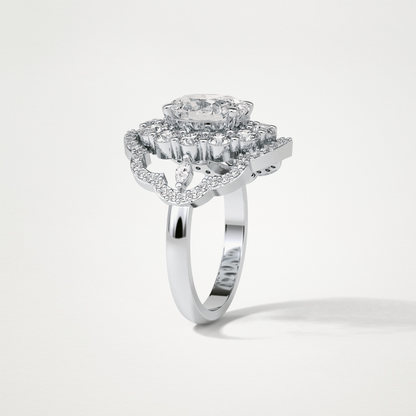 Oval Halo & Cluster Moissanite Engagement Ring – 1.91 CT Lab-Created Brilliance in 10K/14K/18K Gold