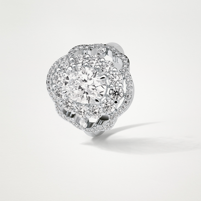 Oval Halo & Cluster Moissanite Engagement Ring – 1.91 CT Lab-Created Brilliance in 10K/14K/18K Gold