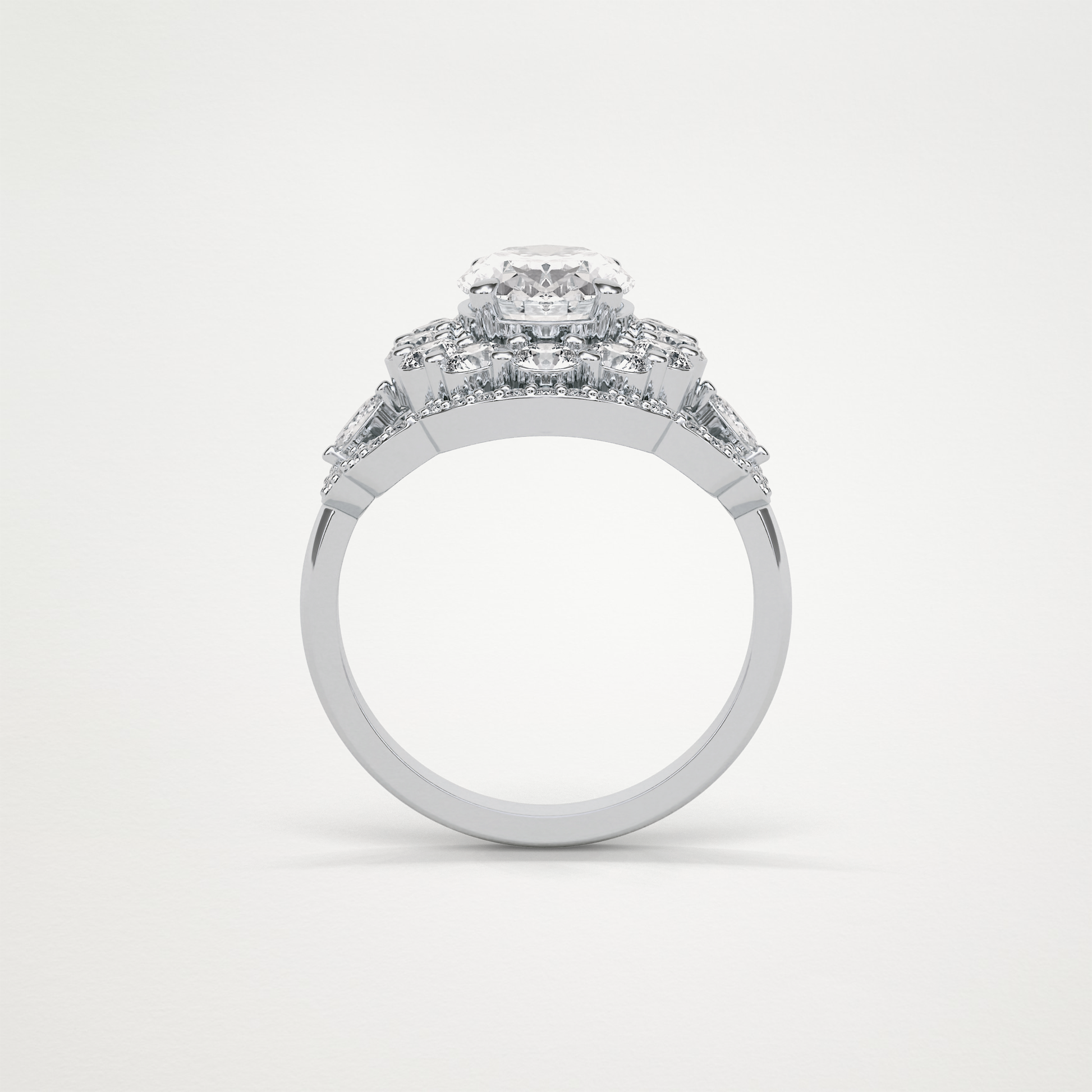Oval Halo & Cluster Moissanite Engagement Ring – 1.91 CT Lab-Created Brilliance in 10K/14K/18K Gold