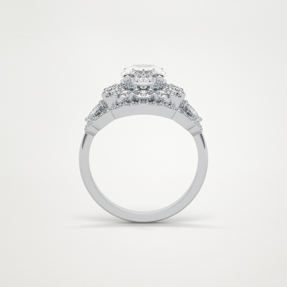 Oval Halo & Cluster Moissanite Engagement Ring – 1.91 CT Lab-Created Brilliance in 10K/14K/18K Gold