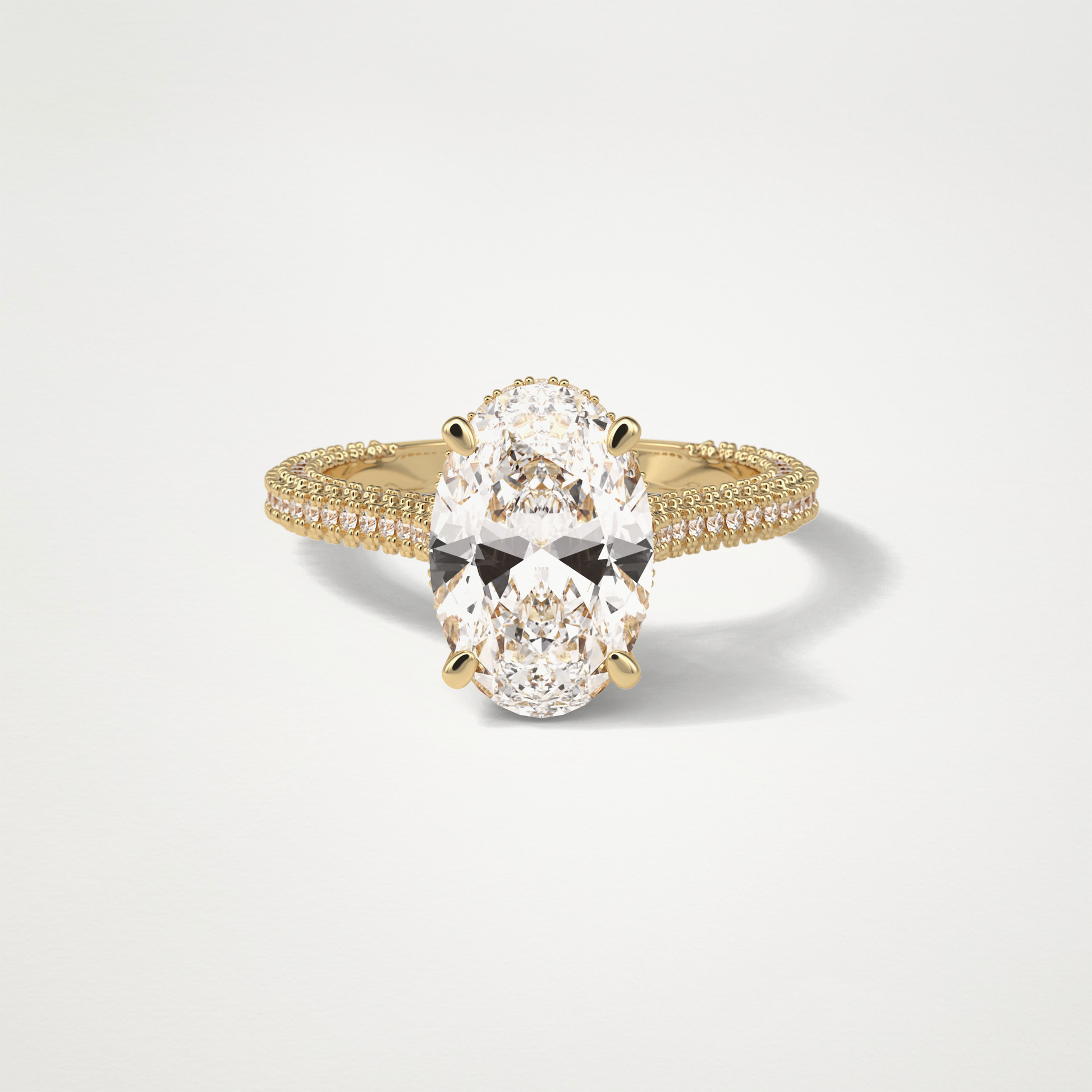 Oval Hidden Halo & Pave Moissanite Engagement Ring – 4 CT Lab-Created Brilliance in 10K/14K/18K Gold