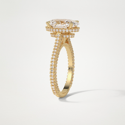 Oval Hidden Halo & Pave Moissanite Engagement Ring – 4 CT Lab-Created Brilliance in 10K/14K/18K Gold