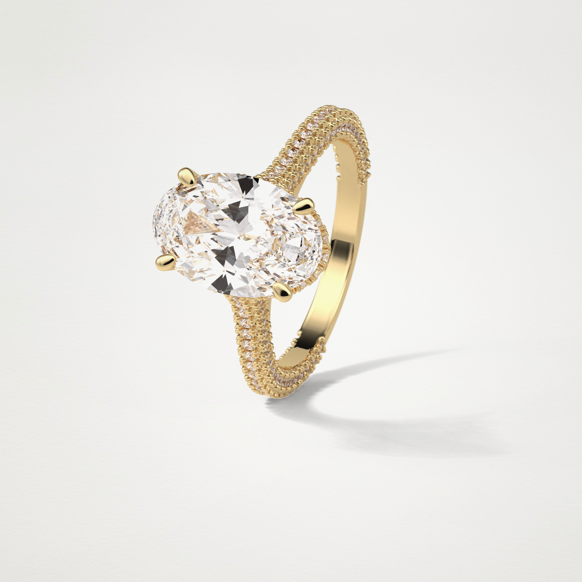 Oval Hidden Halo & Pave Moissanite Engagement Ring – 4 CT Lab-Created Brilliance in 10K/14K/18K Gold