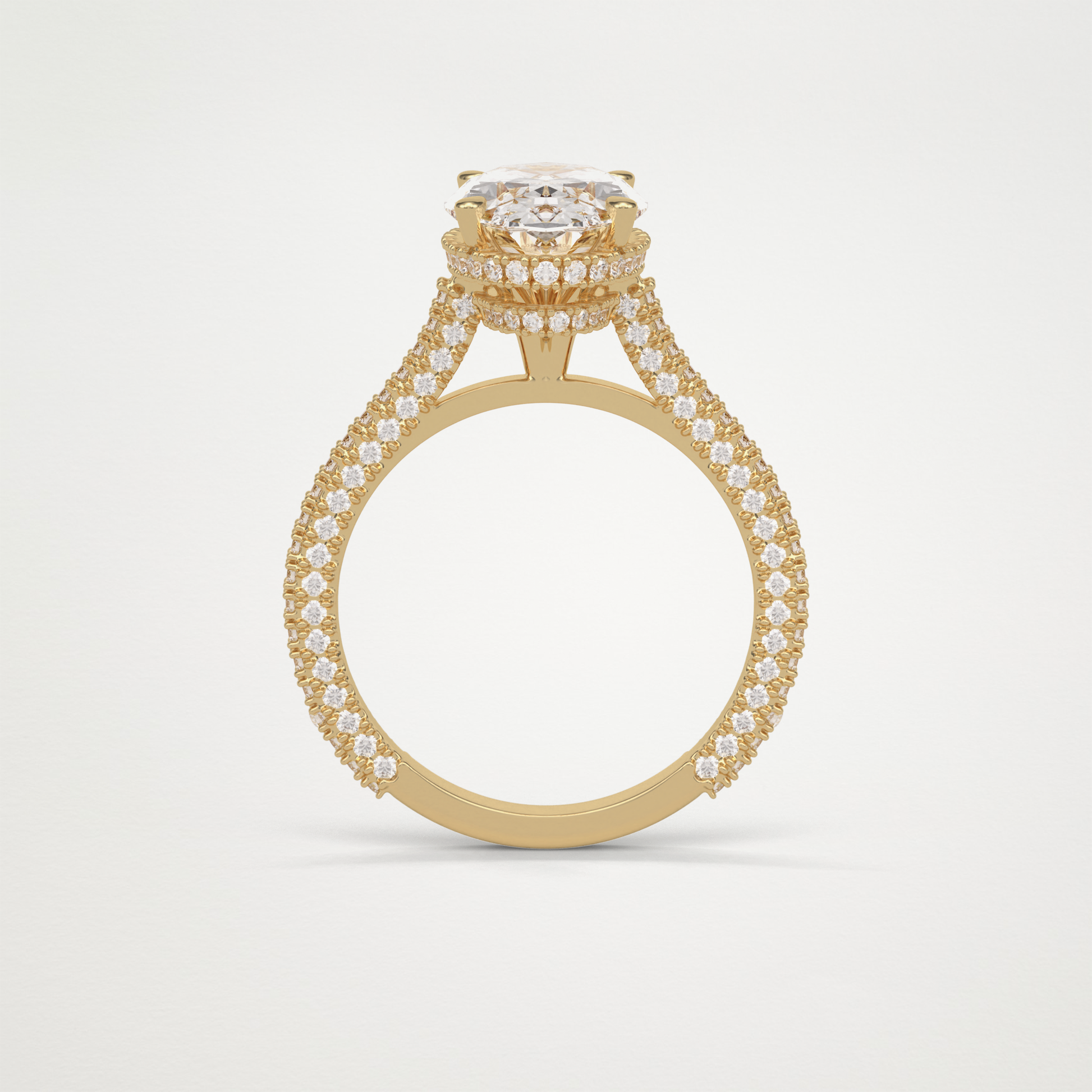 Oval Hidden Halo & Pave Moissanite Engagement Ring – 4 CT Lab-Created Brilliance in 10K/14K/18K Gold