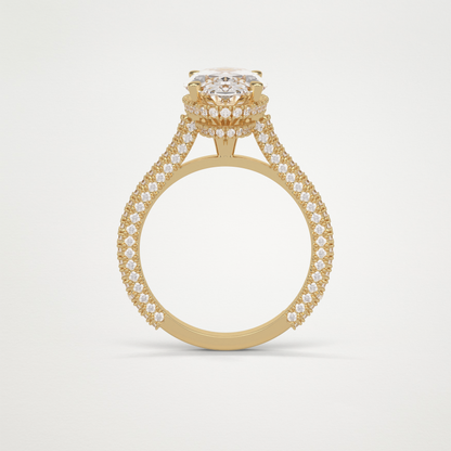 Oval Hidden Halo & Pave Moissanite Engagement Ring – 4 CT Lab-Created Brilliance in 10K/14K/18K Gold