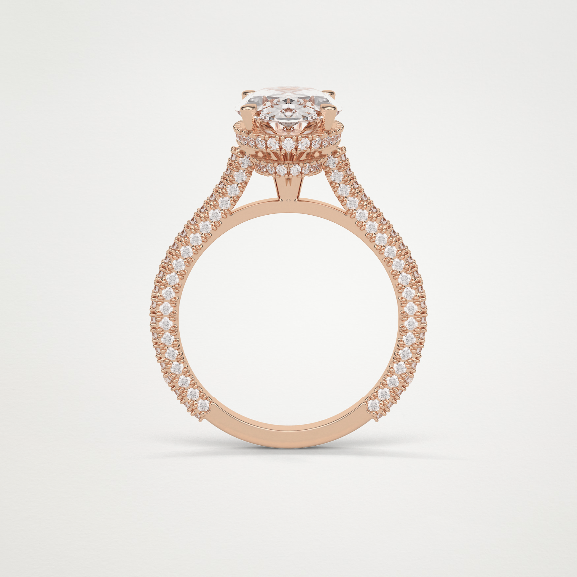 Oval Hidden Halo & Pave Moissanite Engagement Ring – 4 CT Lab-Created Brilliance in 10K/14K/18K Gold