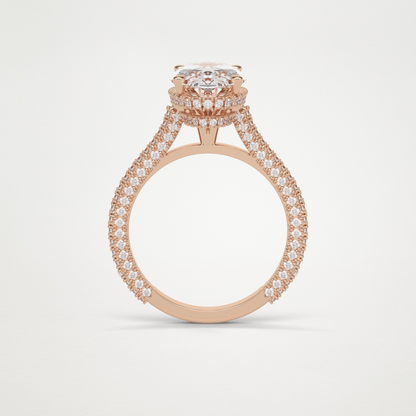 Oval Hidden Halo & Pave Moissanite Engagement Ring – 4 CT Lab-Created Brilliance in 10K/14K/18K Gold