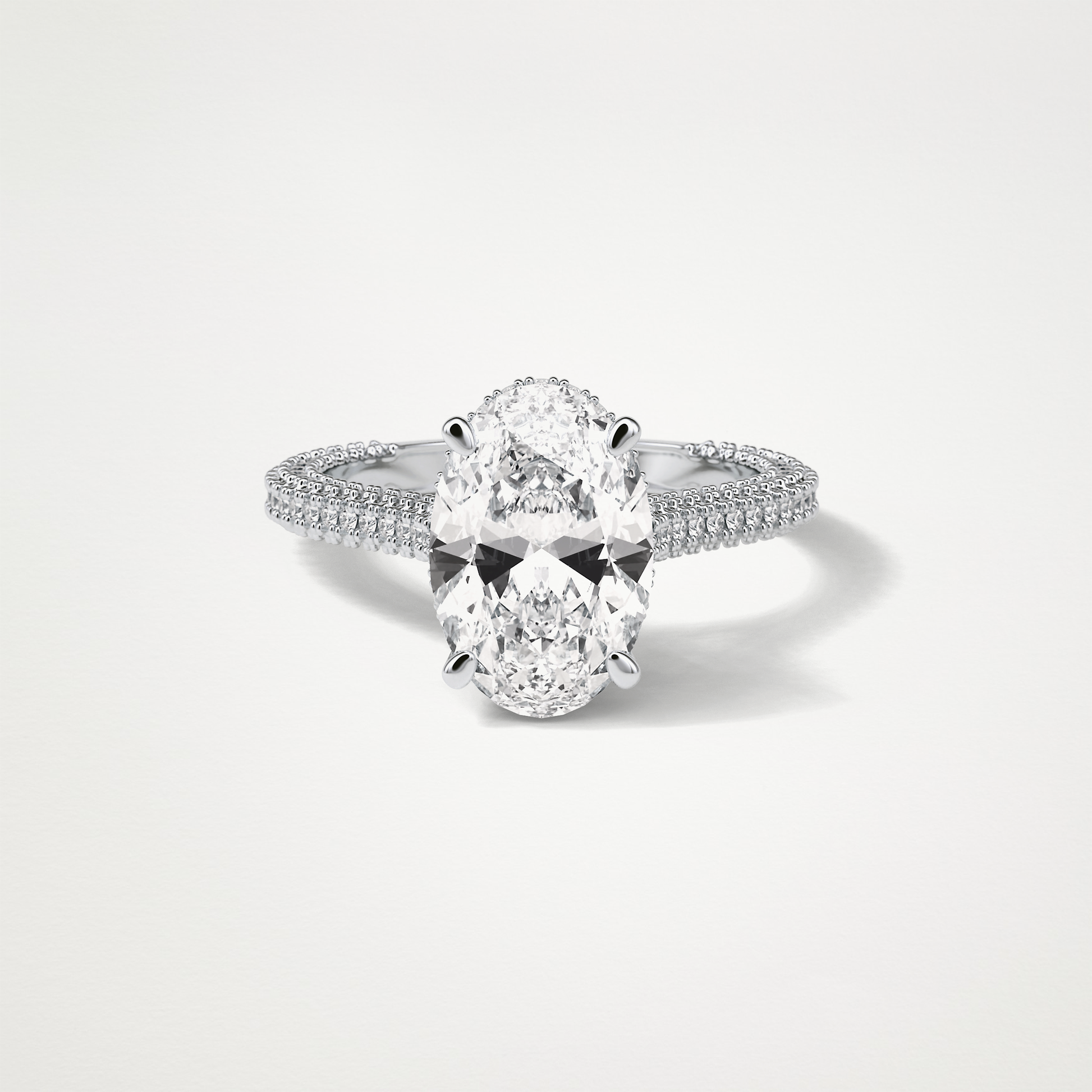 Oval Hidden Halo & Pave Moissanite Engagement Ring – 4 CT Lab-Created Brilliance in 10K/14K/18K Gold