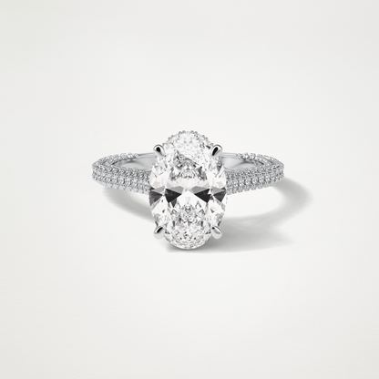 Oval Hidden Halo & Pave Moissanite Engagement Ring – 4 CT Lab-Created Brilliance in 10K/14K/18K Gold