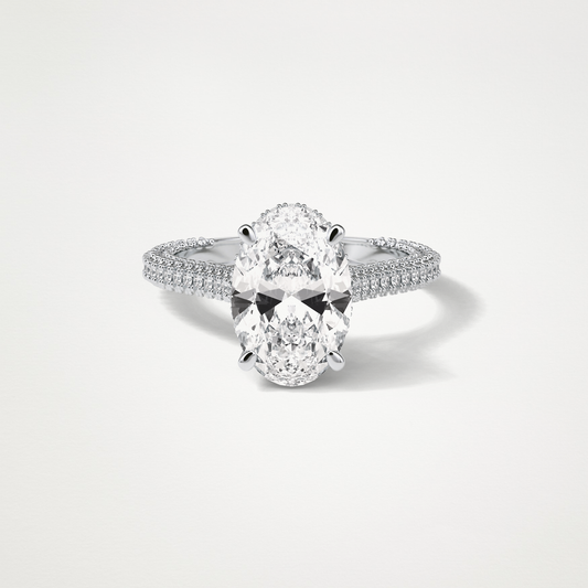 Oval Hidden Halo & Pave Moissanite Engagement Ring – 4 CT Lab-Created Brilliance in 10K/14K/18K Gold