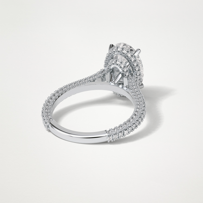 Oval Hidden Halo & Pave Moissanite Engagement Ring – 4 CT Lab-Created Brilliance in 10K/14K/18K Gold
