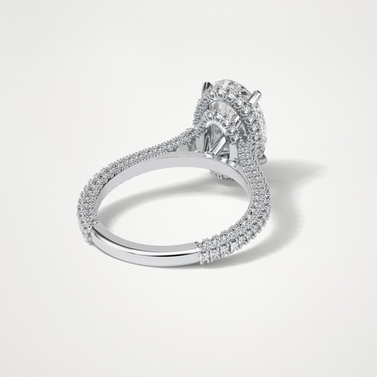 Oval Hidden Halo & Pave Moissanite Engagement Ring – 4 CT Lab-Created Brilliance in 10K/14K/18K Gold