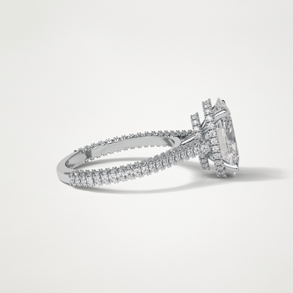 Oval Hidden Halo & Pave Moissanite Engagement Ring – 4 CT Lab-Created Brilliance in 10K/14K/18K Gold