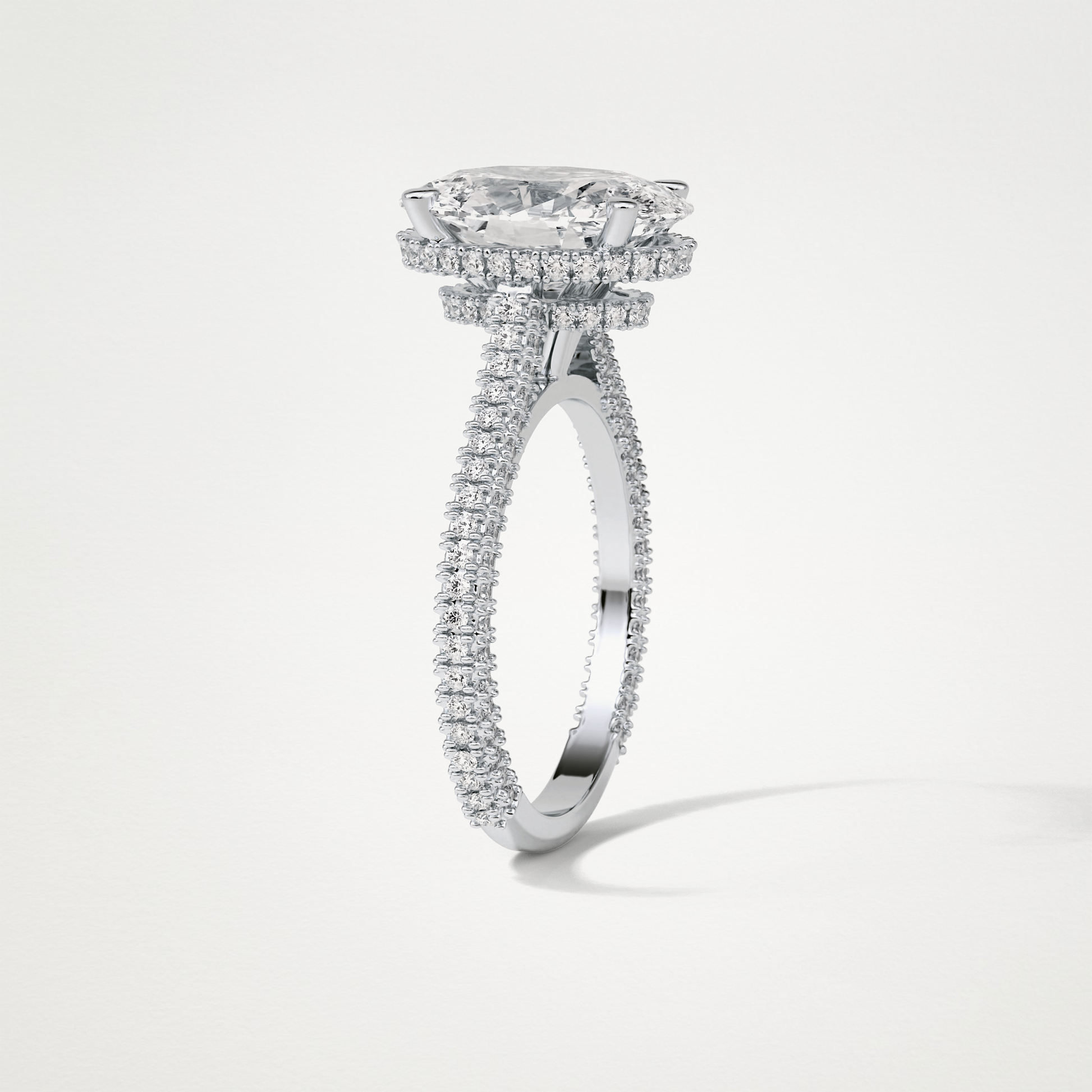 Oval Hidden Halo & Pave Moissanite Engagement Ring – 4 CT Lab-Created Brilliance in 10K/14K/18K Gold