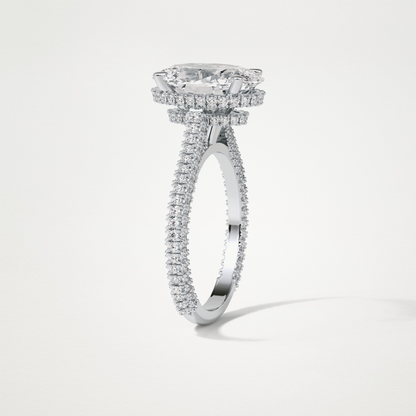 Oval Hidden Halo & Pave Moissanite Engagement Ring – 4 CT Lab-Created Brilliance in 10K/14K/18K Gold