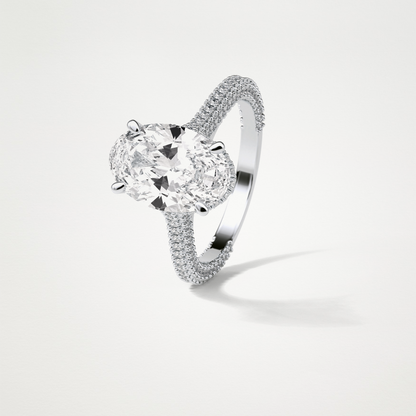 Oval Hidden Halo & Pave Moissanite Engagement Ring – 4 CT Lab-Created Brilliance in 10K/14K/18K Gold