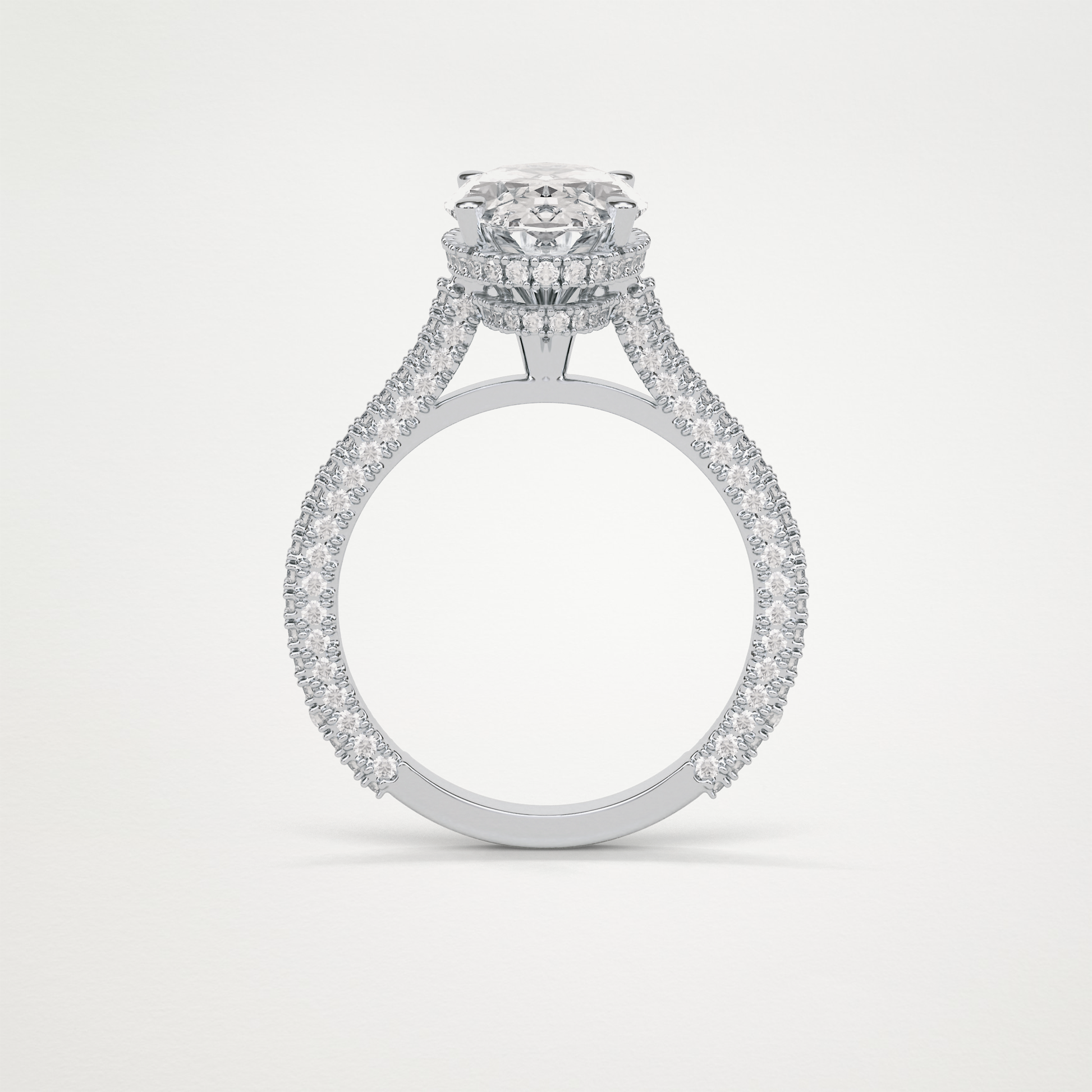 Oval Hidden Halo & Pave Moissanite Engagement Ring – 4 CT Lab-Created Brilliance in 10K/14K/18K Gold