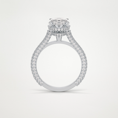 Oval Hidden Halo & Pave Moissanite Engagement Ring – 4 CT Lab-Created Brilliance in 10K/14K/18K Gold