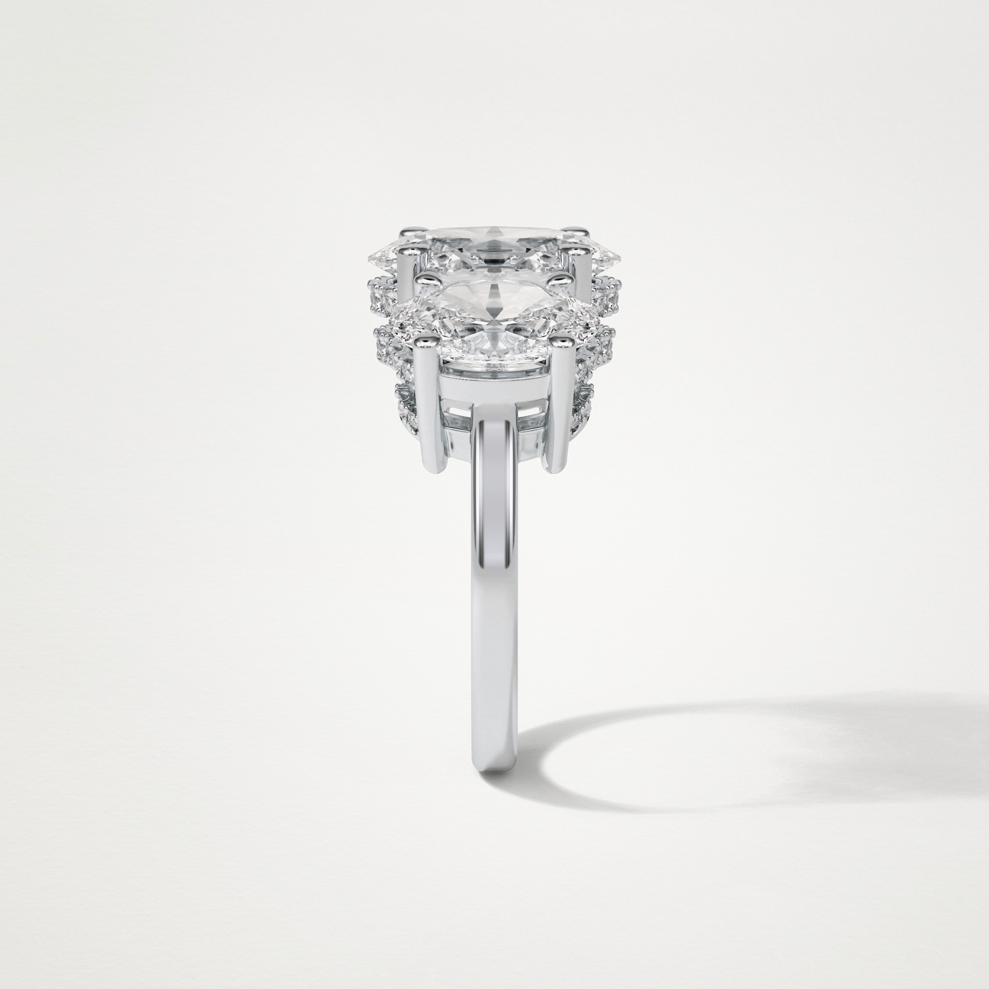 Oval Double Hidden Halo & 3 Stone Moissanite Engagement Ring – 2.35 CT Lab-Created Brilliance in 10K/14K/18K Gold