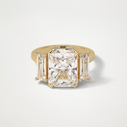 Radiant 3 Stone Moissanite Engagement Ring – 6.2 CT Lab-Created Brilliance in 10K/14K/18K Gold 8