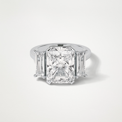 Radiant 3 Stone Moissanite Engagement Ring – 6.2 CT Lab-Created Brilliance in 10K/14K/18K Gold 1