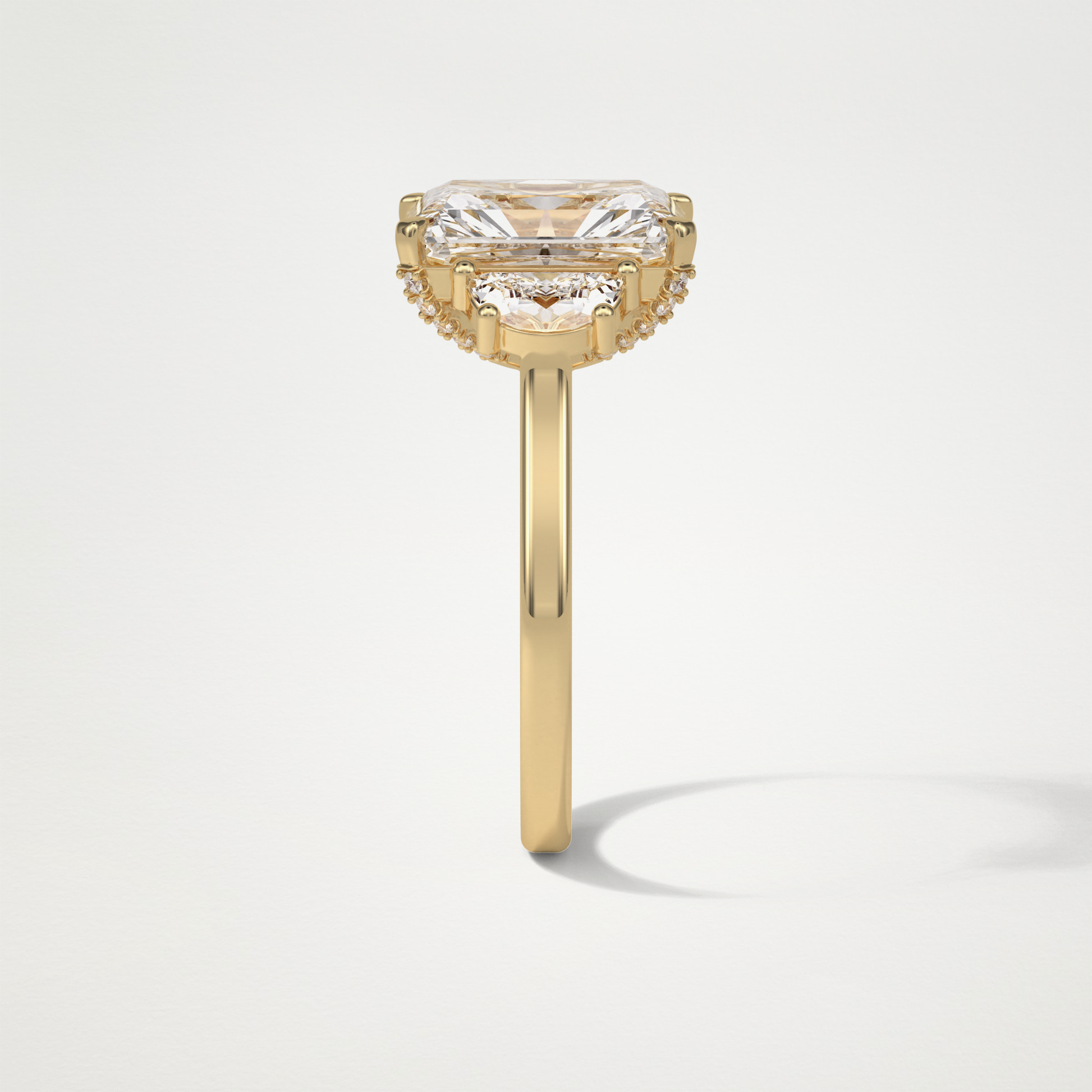 Radiant 3 Stone Moissanite Engagement Ring – 4.4 CT Lab-Created Brilliance in 10K/14K/18K Gold