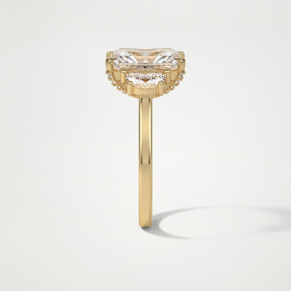 Radiant 3 Stone Moissanite Engagement Ring – 4.4 CT Lab-Created Brilliance in 10K/14K/18K Gold