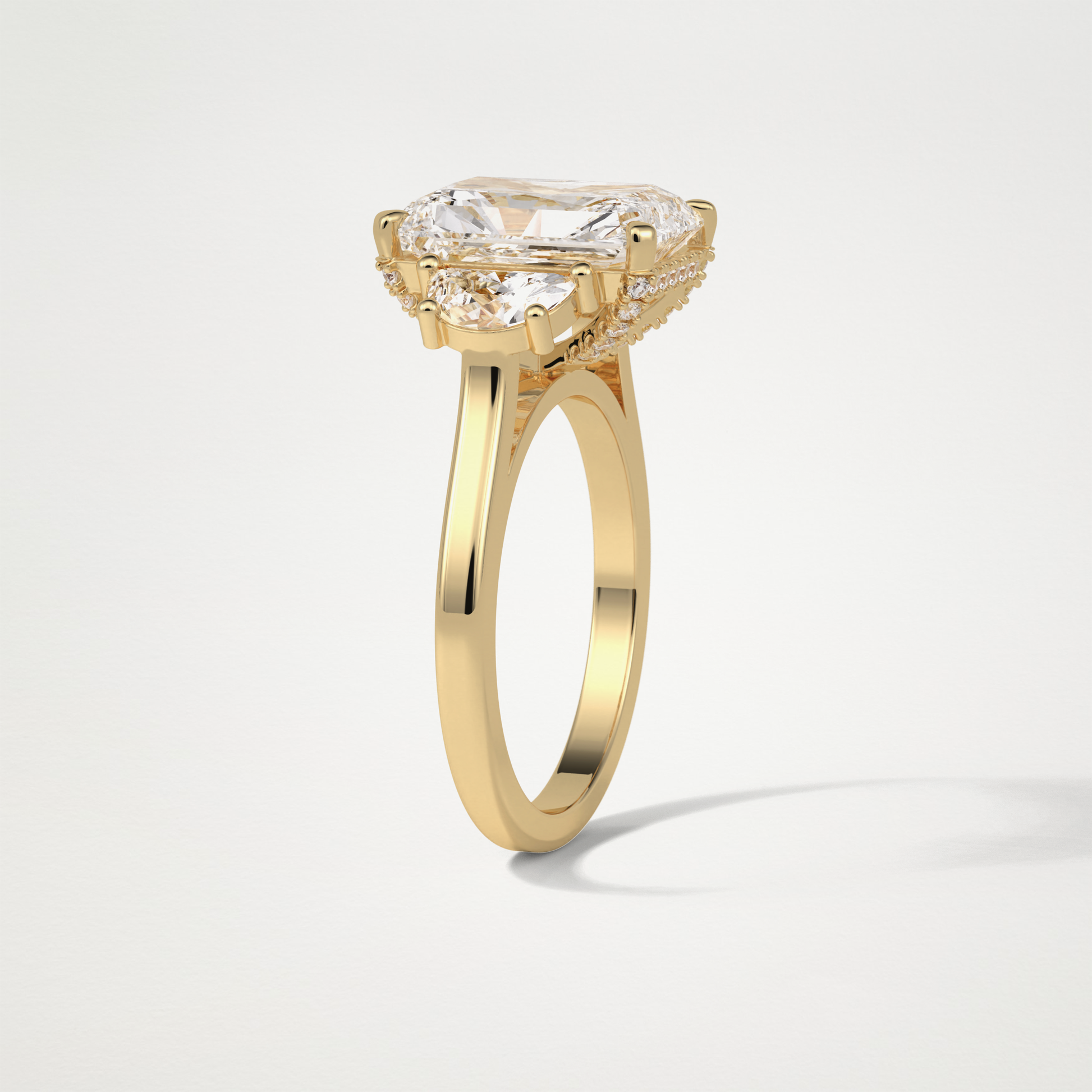 Radiant 3 Stone Moissanite Engagement Ring – 4.4 CT Lab-Created Brilliance in 10K/14K/18K Gold