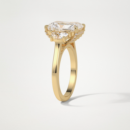 Radiant 3 Stone Moissanite Engagement Ring – 4.4 CT Lab-Created Brilliance in 10K/14K/18K Gold