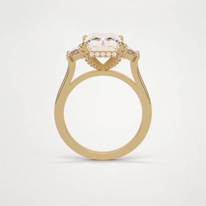Radiant 3 Stone Moissanite Engagement Ring – 4.4 CT Lab-Created Brilliance in 10K/14K/18K Gold