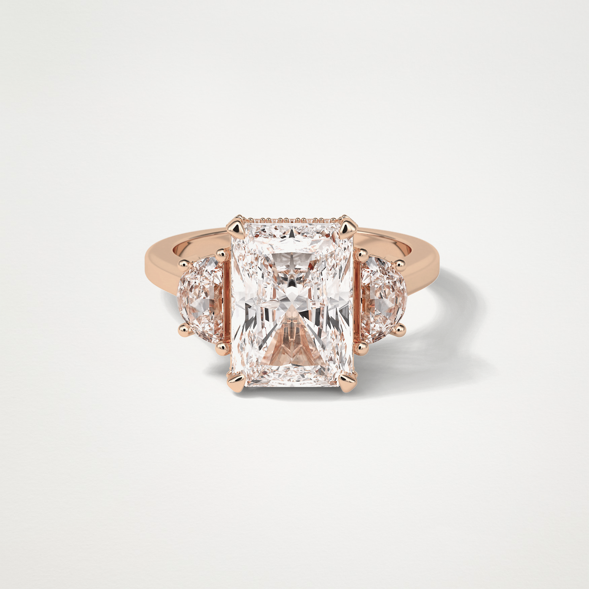 Radiant 3 Stone Moissanite Engagement Ring – 4.4 CT Lab-Created Brilliance in 10K/14K/18K Gold