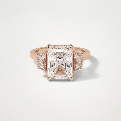 Radiant 3 Stone Moissanite Engagement Ring – 4.4 CT Lab-Created Brilliance in 10K/14K/18K Gold