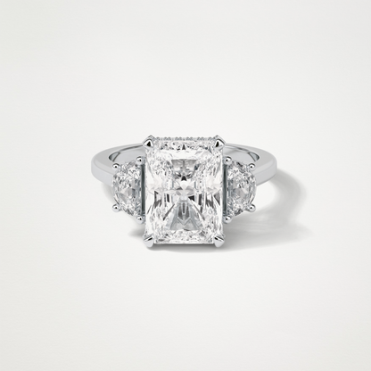 Radiant 3 Stone Moissanite Engagement Ring – 4.4 CT Lab-Created Brilliance in 10K/14K/18K Gold
