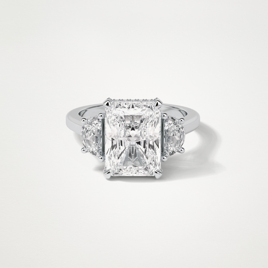 Radiant 3 Stone Moissanite Engagement Ring – 4.4 CT Lab-Created Brilliance in 10K/14K/18K Gold