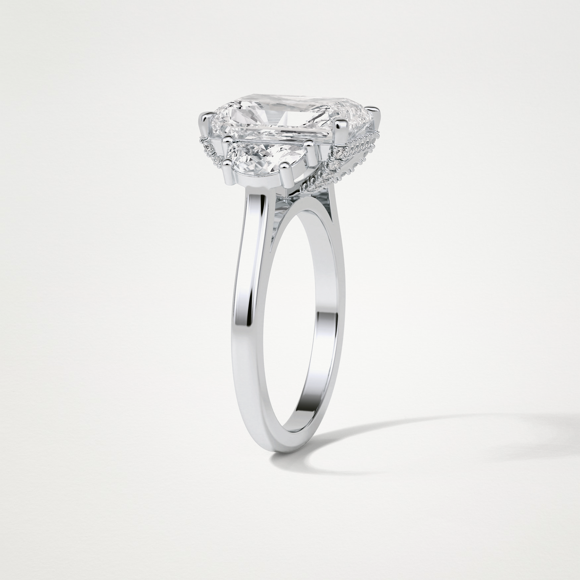 Radiant 3 Stone Moissanite Engagement Ring – 4.4 CT Lab-Created Brilliance in 10K/14K/18K Gold