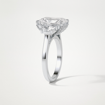 Radiant 3 Stone Moissanite Engagement Ring – 4.4 CT Lab-Created Brilliance in 10K/14K/18K Gold
