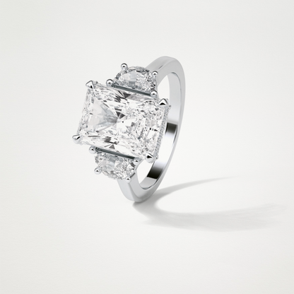 Radiant 3 Stone Moissanite Engagement Ring – 4.4 CT Lab-Created Brilliance in 10K/14K/18K Gold