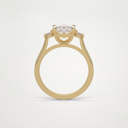 Oval Three Stone Moissanite Engagement Ring – 4 CT Lab-Created Brilliance in 10K/14K/18K Gold 14