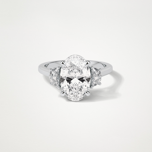 Oval Three Stone Moissanite Engagement Ring – 4 CT Lab-Created Brilliance in 10K/14K/18K Gold 1