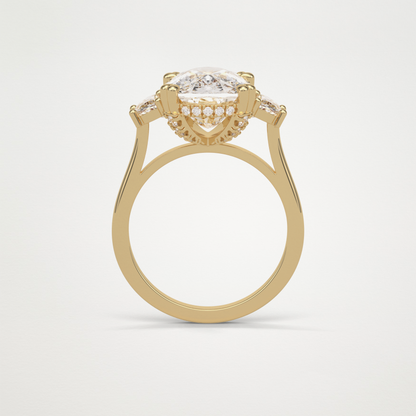 Cushion Three Stones Moissanite Engagement Ring – 6.3 CT Lab-Created Brilliance in 10K/14K/18K Gold 14