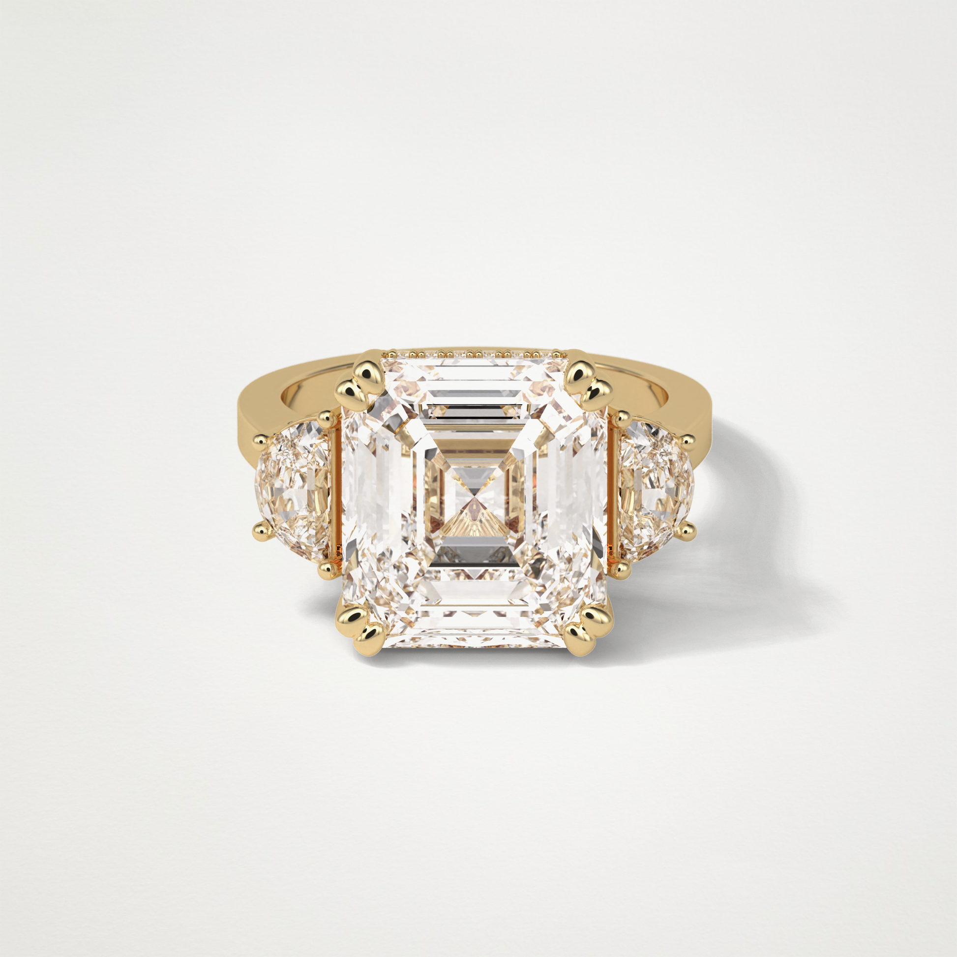 Asscher 3 Stone Moissanite Engagement Ring – 7.6 CT Lab-Created Brilliance in 10K/14K/18K Gold