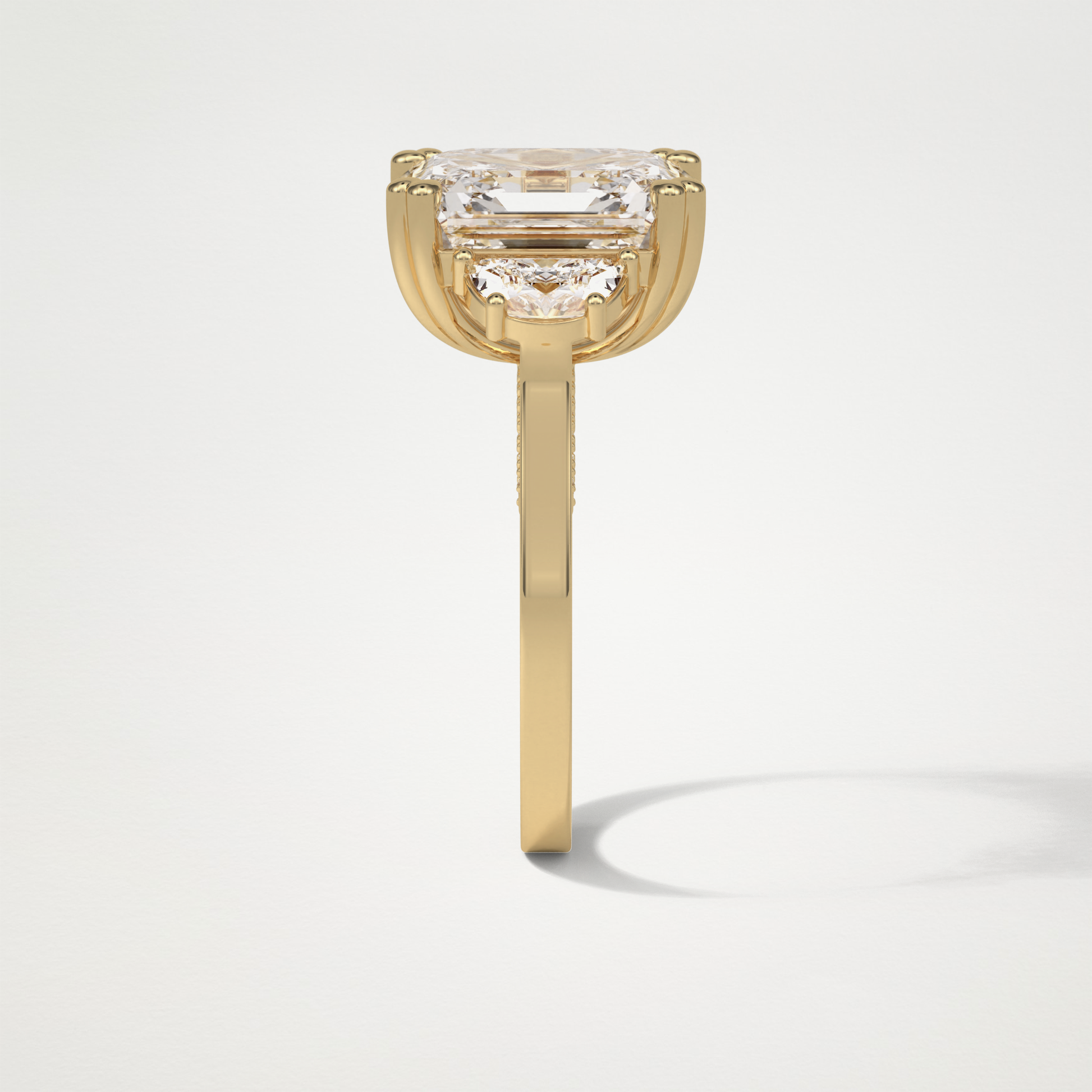 Asscher 3 Stone Moissanite Engagement Ring – 7.6 CT Lab-Created Brilliance in 10K/14K/18K Gold