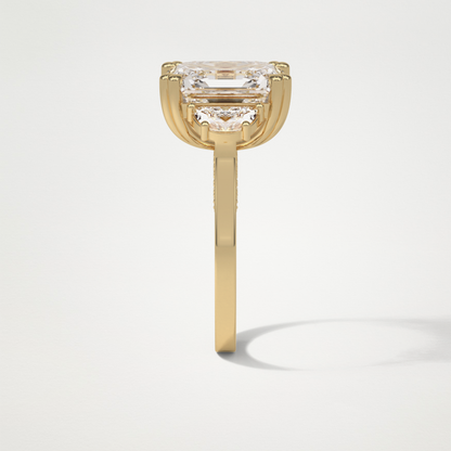 Asscher 3 Stone Moissanite Engagement Ring – 7.6 CT Lab-Created Brilliance in 10K/14K/18K Gold